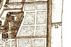 L'aqueduc (no&nbsp;42) et le couvent des Cordeliers (no&nbsp;23).