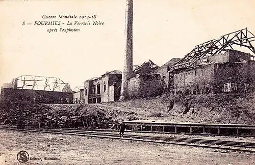 Fourmies - Verrerie noire après l'explosion de 1918.