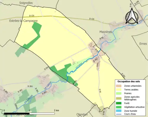 Carte en couleurs présentant l'occupation des sols.