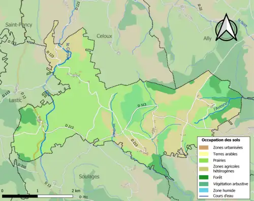 Carte en couleurs présentant l'occupation des sols.