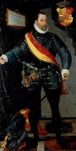 Peinture représentant un homme debout en armure