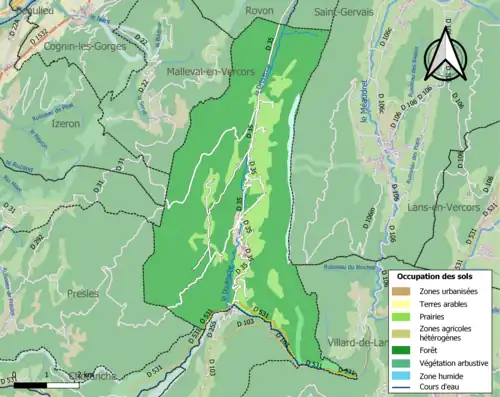 Carte en couleurs présentant l'occupation des sols.