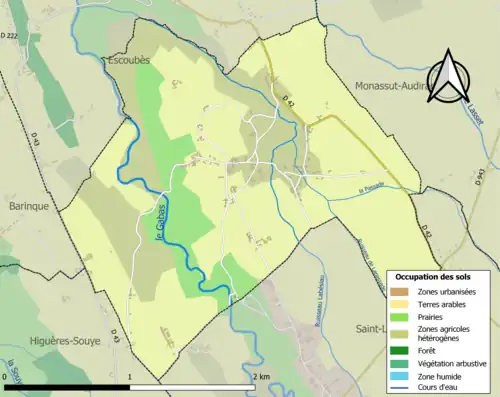 Carte en couleurs présentant l'occupation des sols.