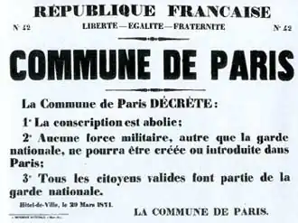 Affiche de mobilisation de la Garde nationale le 29 mars 1871.