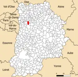 Localisation dans le département de Seine-et-Marne.