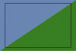 Rectangle divisé en diagonal du coin inférieur gauche au coin supérieur droit avec la moitié gauche en gris et la moitié droite en vert