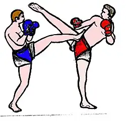 Contre en nenda-chipova en boxe birmane.