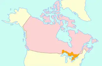 carte indiquant l'emplacement du Haut-Canada était situé au sud-est du Canada à la frontière avec les États-Unis