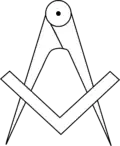 L'équerre sur le compas, symbole des apprentis franc-maçons.