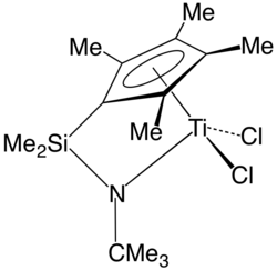 Complexe à géométrie contrainte&nbsp;(en) sous forme chlorure (inactive).