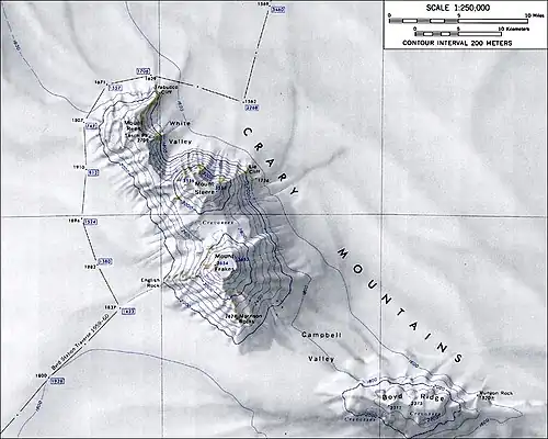 Carte topographique des monts Crary (échelle 1:250 000) de l'USGS.