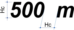 Composition de l’indication de distance en fonction du type et de la hauteur des caractères