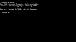 Description de l'image Error message due to an integer signedness bug in the stack setup code of MASM 1.00.gif.