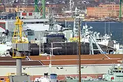Le NCSM Chicoutimi en cale sèche à Halifax en janvier 2007.