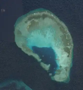 Image satellite du récif Hallet prise par la NASA en 2020.