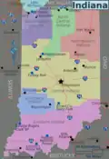 Carte régionale de l'Indiana.