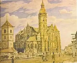 Place devant la cathédrale de Košice par Jakub Alt, 1839