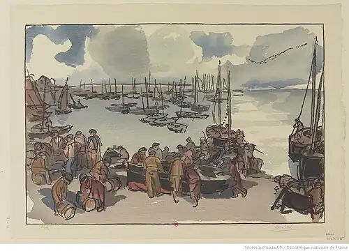 Vue du port de Douarnenez (1930), 29,5&nbsp;×&nbsp;44,1&nbsp;cm, Paris, BnF.