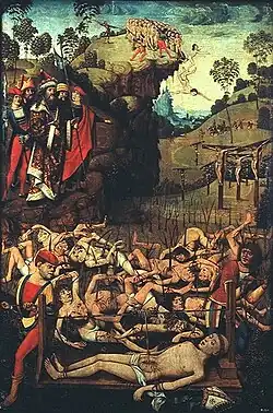 Martyre des Dix Mille, Maître du Retable de Hildesheim, XVe&nbsp;siècle, Wallraf-Richartz-Museum.