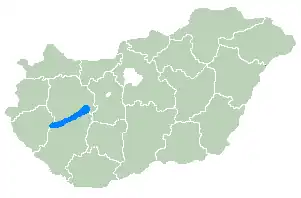 Situation du lac Balaton en Hongrie.