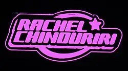 logo avec "Rachel Chinouriri" écrit en rose, entouré d'un design simple d'une étoile filante dans la même couleur