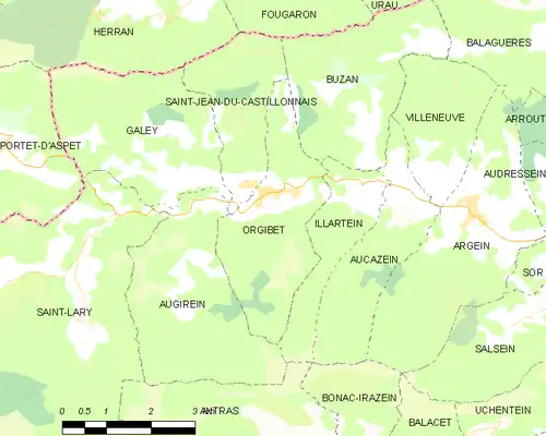 Carte avec les communes environnantes.