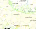 Carte de la commune de Kergrist-Moëlou et des communes avoisinantes.