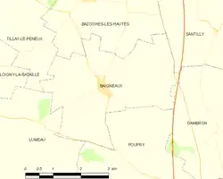 Carte de la commune de Baigneaux, 2002.