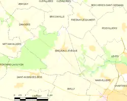 Carte de la commune de Bailleau-l'Évêque.