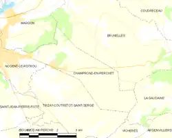 Carte de la commune de Champrond-en-Perchet.