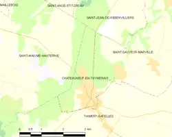 Carte de la commune de Châteauneuf-en-Thymerais.
