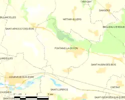 Carte de la commune de Fontaine-la-Guyon.