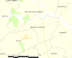 Carte de la commune de Mézières-au-Perche.