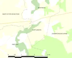 Carte de la commune de Montlandon.