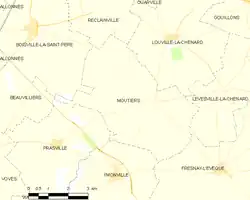 Carte de la commune de Moutiers-en-Beauce.