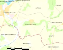 Carte de la commune de Romilly-sur-Aigre, 2012.