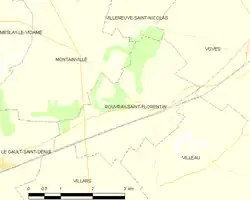 Carte de la commune de Rouvray-Saint-Florentin, 2012.