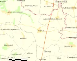 Carte de la commune de Sainville.