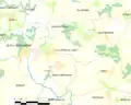 Carte de l'ancienne commune de La Chapelle-Caro et des communes avoisinantes.