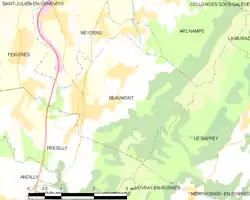 Beaumont et les communes voisines.