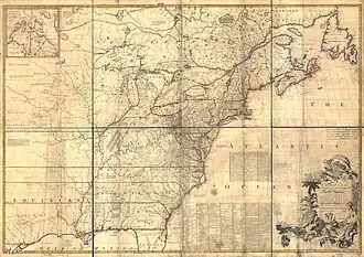 La Mitchell Map&nbsp;(en), gravée par Kitchin en 1755.