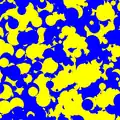 Modèle de feuilles mortes biphasé avec des disques bleus et jaunes