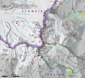 Carte du mont Rose.