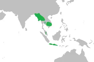 Description de l'image Pavo muticus range map.png.