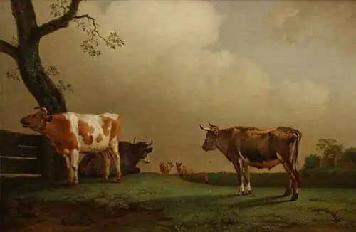 Exemple de campagne environnante de Delft : Paulus Potter, La Prairie (1652, musée du Louvre).