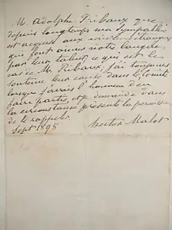 Lettre autographe 1900.