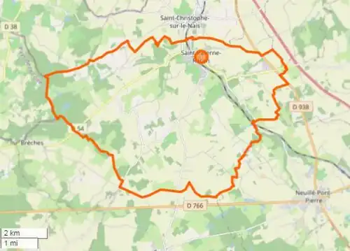 Carte représentant les limites territoriales d'une commune.