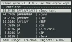 Description de l'image Screenshot using rclone ncdu.png.