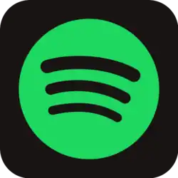 Logo de la plateforme de streaming Spotify. Un cercle rempli de vert, avec trois barres latérales noires, légèrement incurvées.