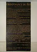 Plaque de remerciement pour le roi.